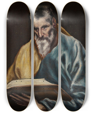 Triptych art skateboard deck of El Greco Domenikos Theotokopoulos St Simon by El Greco Domenikos Theotokopoulos (1540-1614)