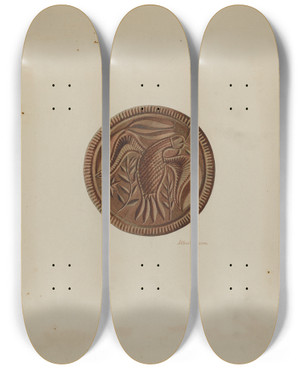 Triptych art skateboard deck of Albert Levone Pa German Butter Mold_1 by Albert Levone (20-)