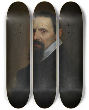 Triptych art skateboard deck of Erasmus Quellinus The Younger Portret Van Albertus Miraeus by Erasmus Quellinus The Younger (1607-1678)