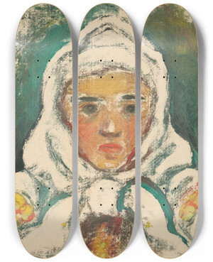 Triptych art skateboard deck of Zolo Palugyay Hlava Dedinanky by Zolo Palugyay (1898-1935)