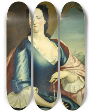 Triptych art skateboard deck of John Greenwood Elizabeth Fulford Welshman by John Greenwood (1727-1792)