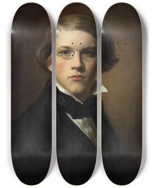 Triptych art skateboard deck of Leopold Carl Mller Selfportrait by Leopold Carl Muller (1834-1892)