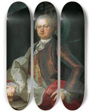 Triptych art skateboard deck of Martin Van Meytens Valentin Ruard by Martin Van Meytens (1695-1770)