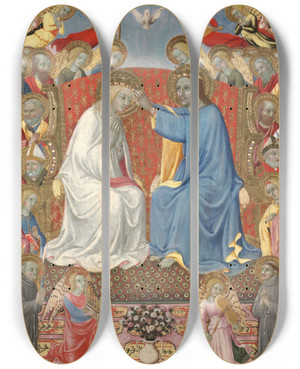 Triptych art skateboard deck of Sano Di Pietro The Coronation Of Thevirgin by Sano di Pietro (1406-1481)