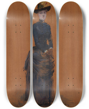 Triptych art skateboard deck of Jeanlouis Forain Femme Lgante by Jean Louis Forain (1852-1931)