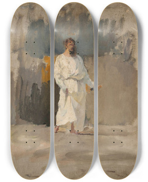 Triptych art skateboard deck of Jan Cigliski Study Of Christ For The Painting Pool Of Siloam by Jan Ciaglinski (1858-1913)