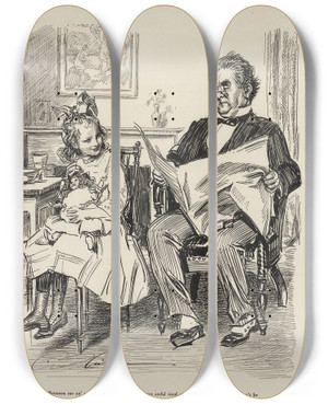 Triptych art skateboard deck of Charles Dana Gibson Between Me An You Uncle Jasper Dont You Get Awful Tired Of Doin What Youre Told by Charles Dana Gibson (1867-1944)