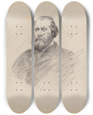 Triptych art skateboard deck of James Ensor The Painter Jean Franois Millet_2 by James Ensor (1860-1949)
