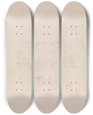 Triptych art skateboard deck of James Ensor Outline Of A Marine by James Ensor (1860-1949)