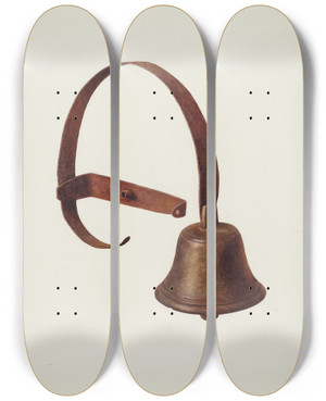 Triptych art skateboard deck of Manuel G Runyan Servants Bell by Manuel G Runyan