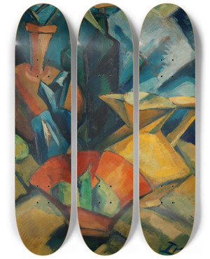 Triptych art skateboard deck of Dorothea Maetzeljohannsen Stillleben Mit Krug by Dorothea Maetzel-Johannsen (1886-1930)
