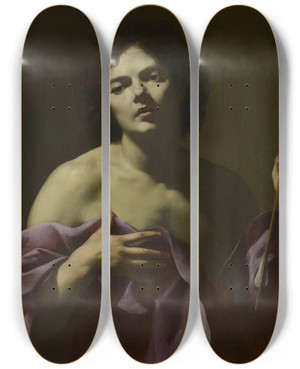 Triptych art skateboard deck of Simon Vouet Saint Sebastian by Simon Vouet (1590-1649)