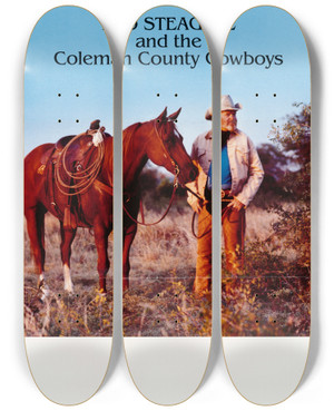 Triptych art skateboard deck of Us Information Agency Red Steagall And The Coleman County Cowboys_2 by U S Information Agency (1953-1999)
