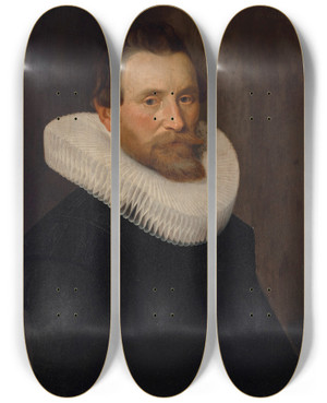 Triptych art skateboard deck of Nicolaes Eliasz Pickenoy Portrait Of A Gentleman_2 by Nicolaes Eliasz Pickenoy (1588-1654)