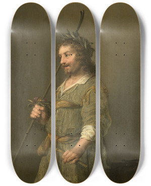 Triptych art skateboard deck of Hendrik Gerritsz Pot Portrait Of A Man Dressed As A Shepherd by Hendrik Gerritsz Pot (1580-1657)