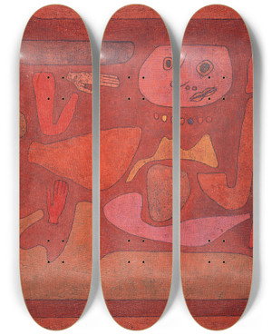 Triptych art skateboard deck of Paul Klee The Man Of Confusion by Paul Klee (1879-1940)