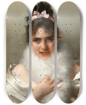 Triptych art skateboard deck of Vittorio Matteo Corcos Portrait Of A Young Lady by Vittorio Matteo Corcos (1859-1933)