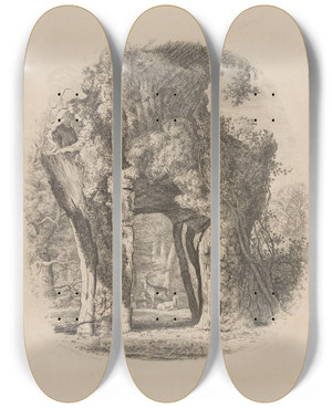 Triptych art skateboard deck of Jacob George Strutt The Greendale Oak by Jacob George Strutt (1784-1867)
