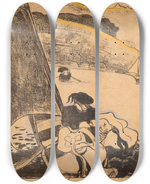 Triptych art skateboard deck of Emile Bernard Bretons Dans Une Barque Ou Le Retour Du Pardon by Emile Bernard (1868-1941)