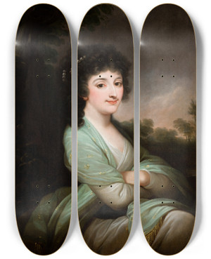 Triptych art skateboard deck of Josef Grassi Portrait Of Izabela Ogiska Ne Lasocka by Josef Grassi (1757-1838)