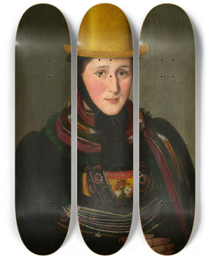 Triptych art skateboard deck of Lukas Kirner Portrait Of Katharina Werle Ne Rombach 1808 1863 by Lukas Kirner