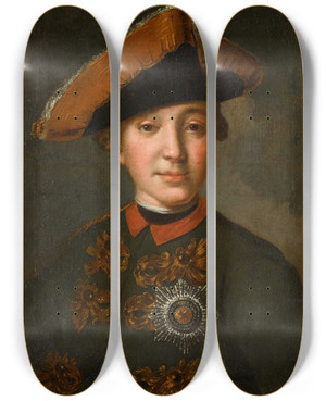 Triptych art skateboard deck of Fedor Stepanovich Rokotov Portrait Of Emperor Peter Iii by Fedor Stepanovich Rokotov (1736-1808)
