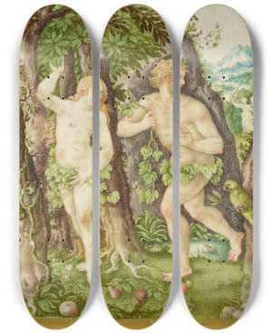 Triptych art skateboard deck of Daniel Frschel The Expulsion From Paradise by Daniel Froschel