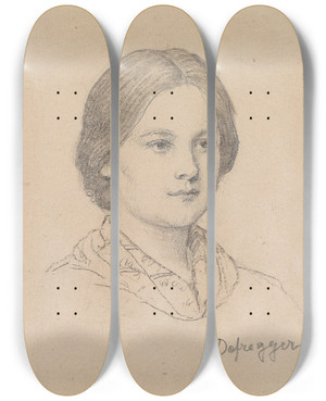 Triptych art skateboard deck of Franz Von Defregger Bildnis Eines Jungen Bauernmdchens by Franz Von Defregger (1835-1921)