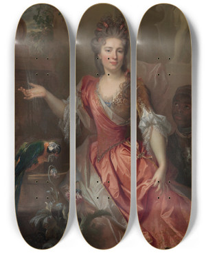 Triptych art skateboard deck of Nicolas De Largillire Portrait Of A Woman_1 by Nicolas de Largillire (1656-1746)