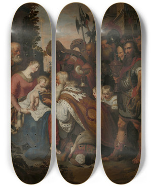 Triptych art skateboard deck of Artus Wolfordt The Adoration Of The Magi by Artus Wolfordt