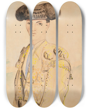 Triptych art skateboard deck of Francis Picabia Torador by Francis Picabia (1879-1953)