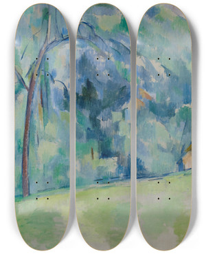 Triptych art skateboard deck of Paul Czanne Le Matin En Provence Morning In Provence by Paul Cezanne (1839-1906)