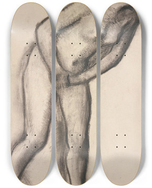 Triptych art skateboard deck of Edgar Degas Tude De Nu_2 by Edgar Degas (1834-1917)