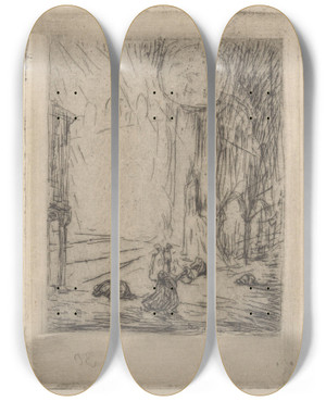 Triptych art skateboard deck of Marius Bauer Interieur Van De Hagia Sophia by Marius Bauer (1867-1932)