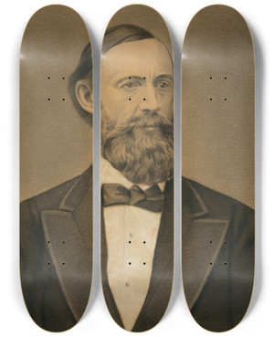 Triptych art skateboard deck of L Wieser James Heaton Baker by L Wieser (1881)
