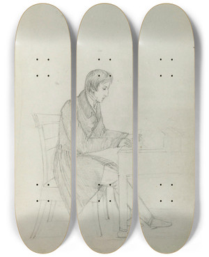 Triptych art skateboard deck of Eliza Radziwiwna Fryderyk Chopin At The Piano by Eliza Radziwillowna (1803-1834)