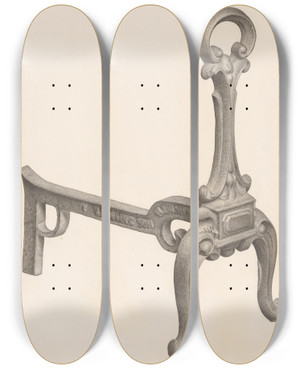 Triptych art skateboard deck of Milton Grubstein Andiron One Of Pair_1 by Milton Grubstein Triptych art skateboard deck of Milton Grubstein Andiron One Of Pair_1 by Milton Grubstein