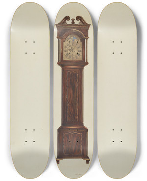 Triptych art skateboard deck of Ernest A Towers Jr Duncan Beard Grandfather Clock by Ernest A Towers Jr (20-)