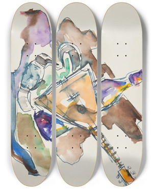 Triptych art skateboard deck of Marian Kopf Baaajka by Marian Kopf (1926-2019)