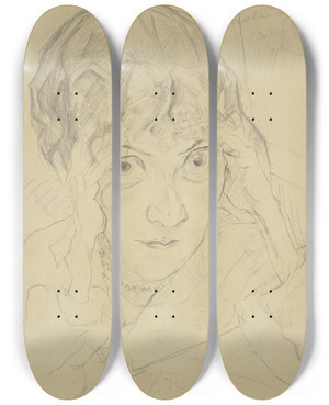 Triptych art skateboard deck of Max Beckmann Portrait Of Fridel Battenberg by Max Beckmann (1884-1950)