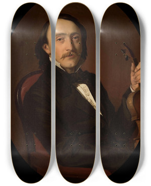Triptych art skateboard deck of Jzef Simmler Portrait Of Nikodem Biernacki by Jozef Simmler (1823-1868)