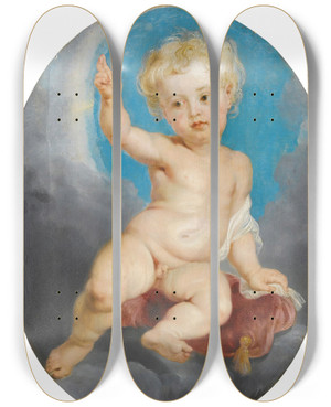Triptych art skateboard deck of Follower Of Peter Paul Rubens Christ Blessing by Follower Of Peter Paul Rubens (1577-1640)