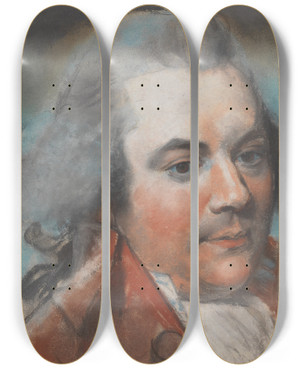 Triptych art skateboard deck of John Russell Head Of A Man by John Russell (1745-1806)