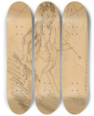 Triptych art skateboard deck of Robert Henri Selfportrait by Robert Henri (1865-1929)