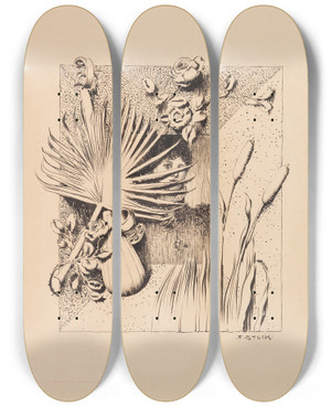 Triptych art skateboard deck of Franz Von Stuck Entwurf Fr Einen Bilderrahmen by Franz Von Stuck (1863-1928)