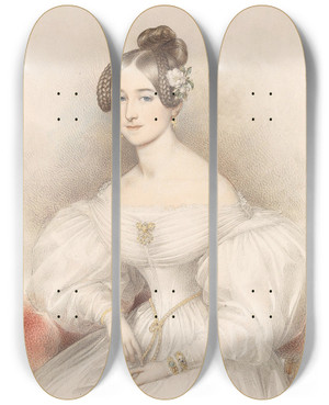 Triptych art skateboard deck of Johann Nepomuk Ender Bildnis Einer Jungen Dame by Johann Nepomuk Ender (1793-1854)