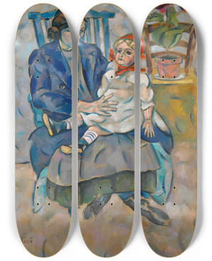 Triptych art skateboard deck of Vladimir Davidovich Baranovrossine Girl With A Doll by Vladimir Davidovich Baranov-Rossine (1888-1944)