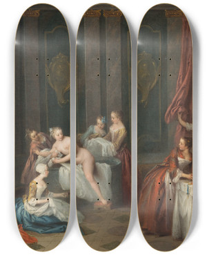 Triptych art skateboard deck of Jeanbaptiste Pater The Bath by Jean-Baptiste Pater (1695-1736)