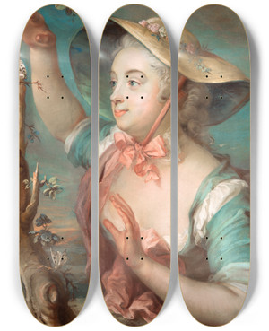 Triptych art skateboard deck of Gustaf Lundberg Juliana Henck by Gustaf Lundberg (1695-1786)