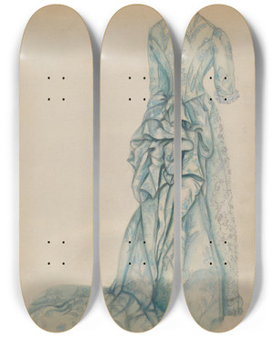 Triptych art skateboard deck of Fanchon Larzelere Dress_3 by Fanchon Larzelere